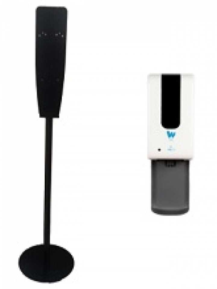 PW-2252NB WHS Диспенсер сенсорный для дезинфектанта(с UV) на стойке, цвет стойки - черный